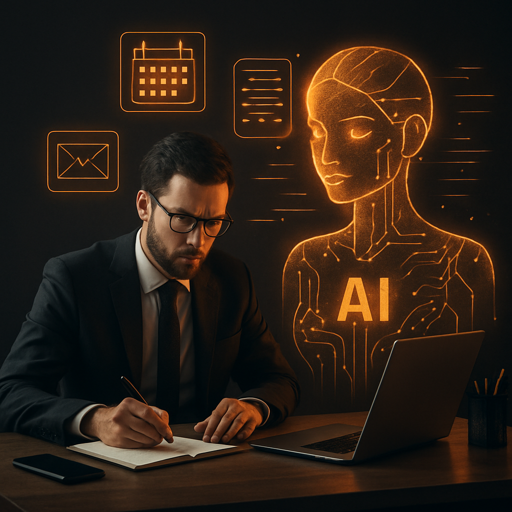 AI assistant handling tasks for a busy professional