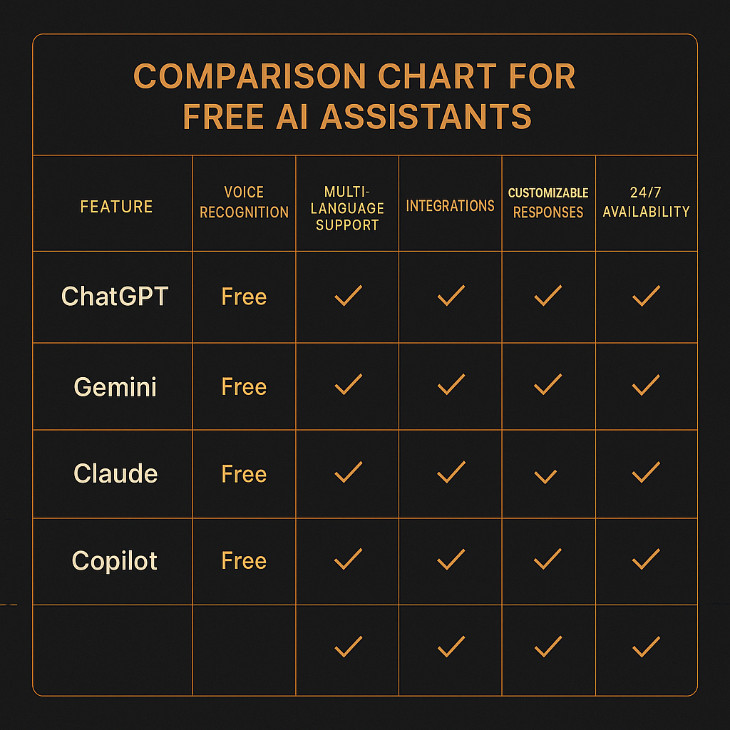Free AI assistant options compared